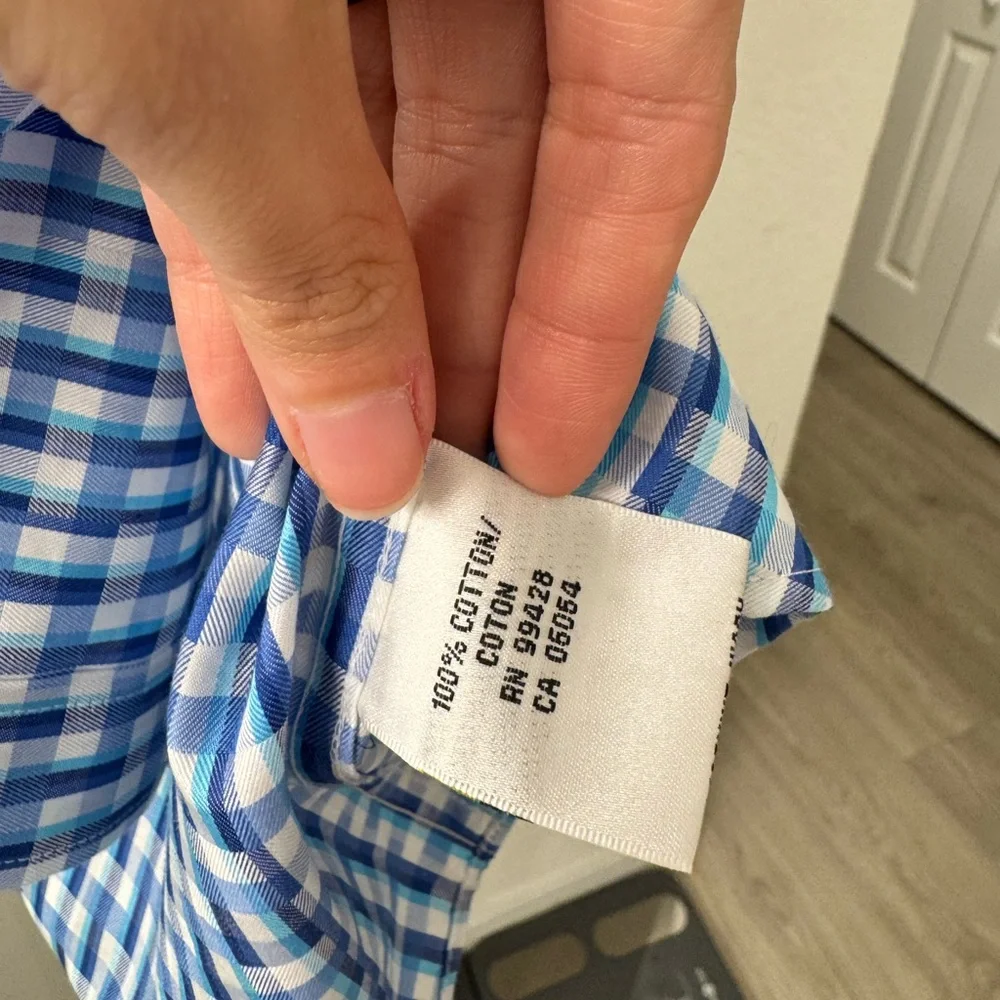 Bugatchi classic fit blue checkered shirt xxl - Picture 3 of 5